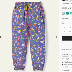 EUC $44 MINI BODEN RELAXED 7 Years WOVEN PANTS GIRLS VISCOSE